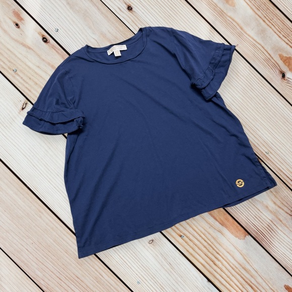 MICHAEL Michael Kors L blue ruffle sleeve top - Picture 2 of 13